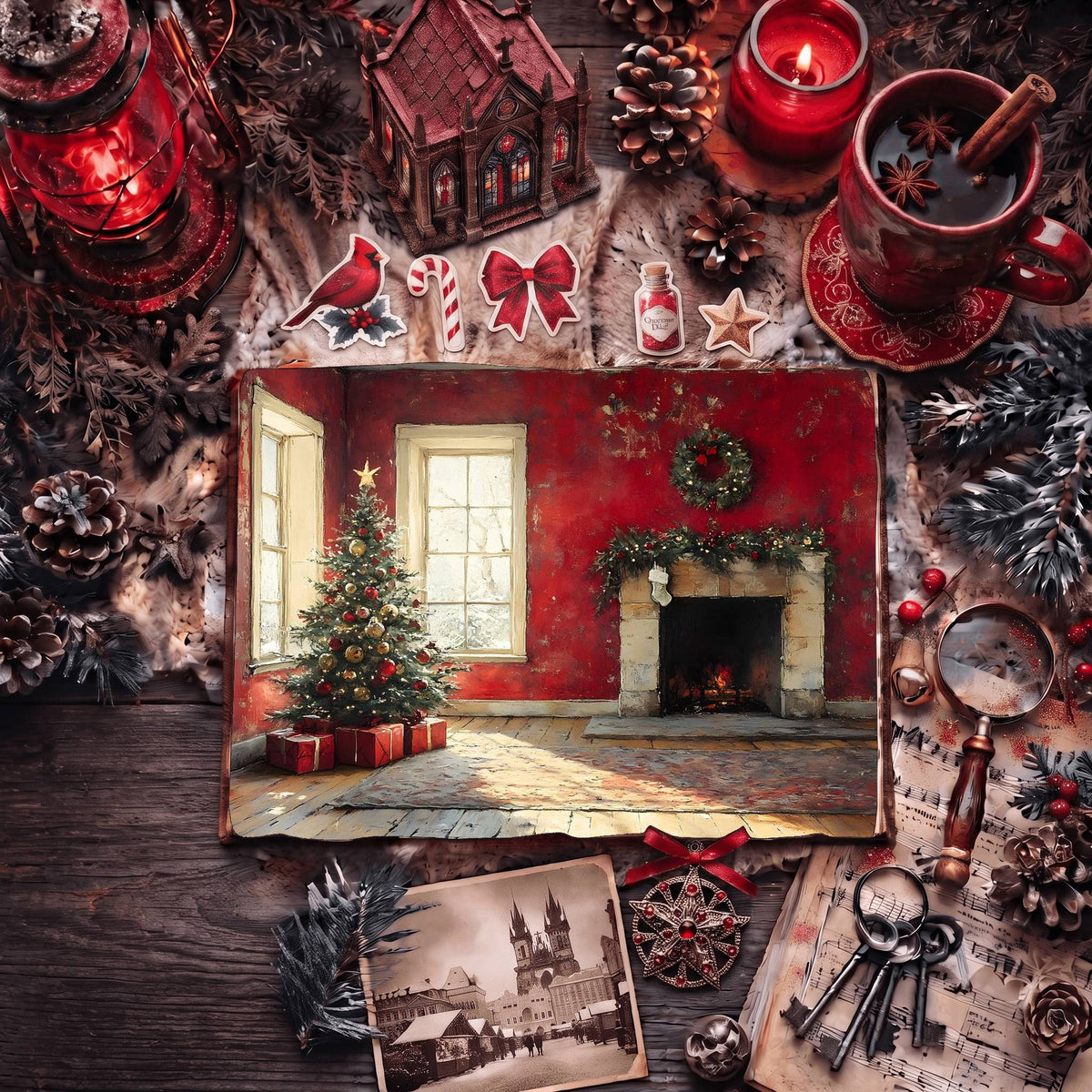 Red Christmas Digital Papers