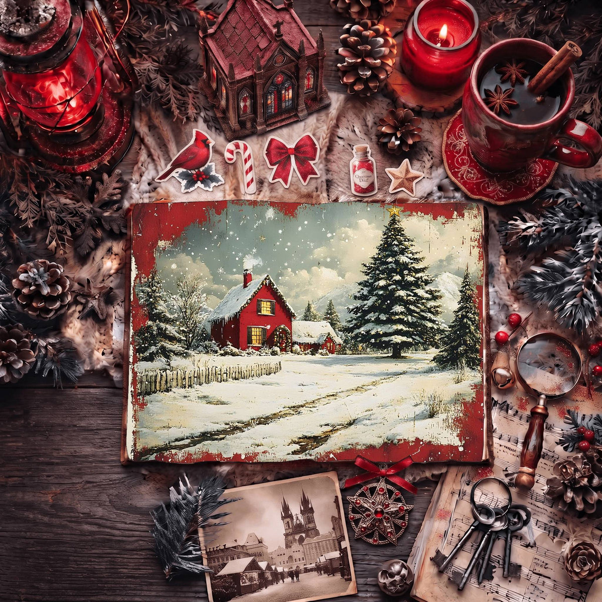 Red Christmas Digital Papers