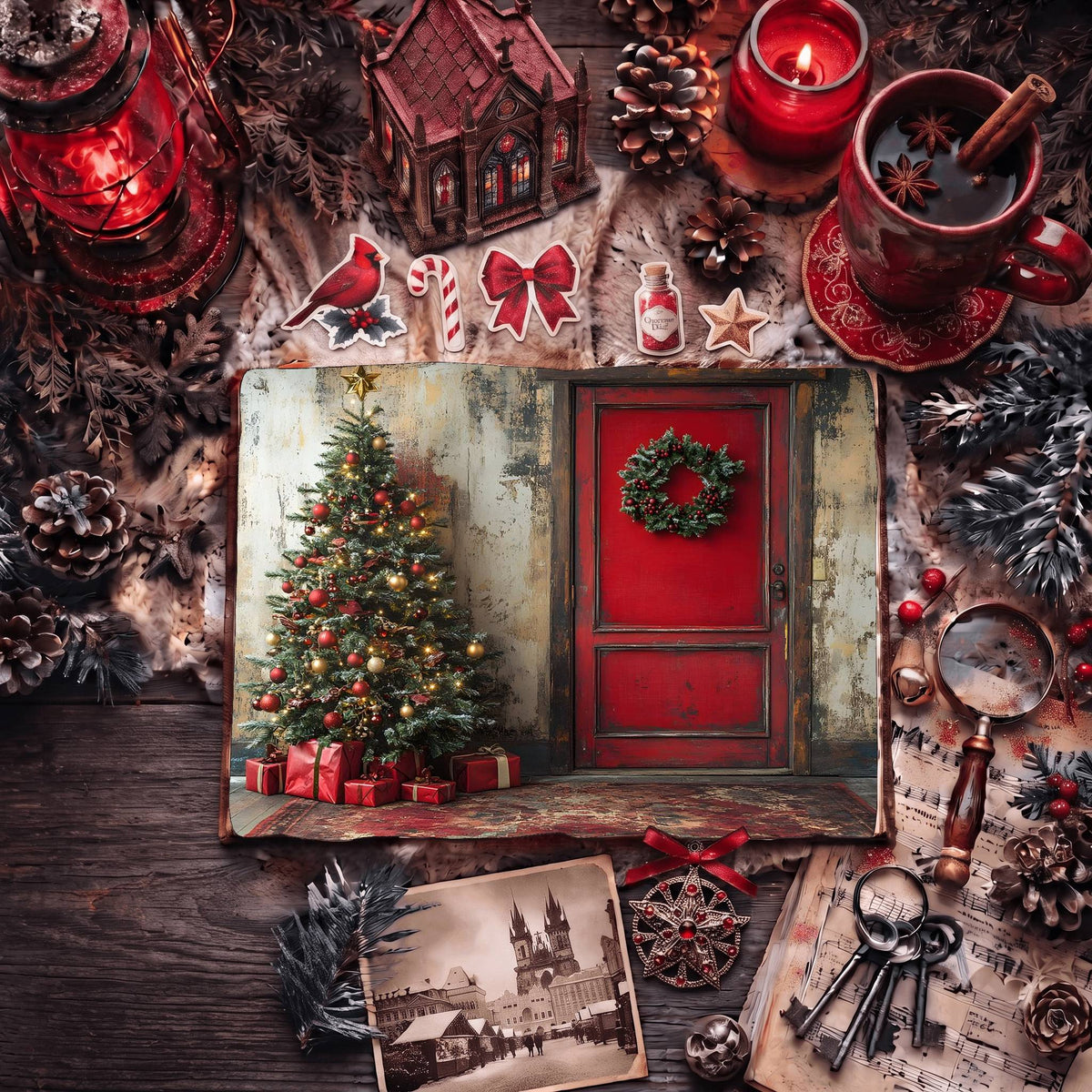 Red Christmas Digital Papers