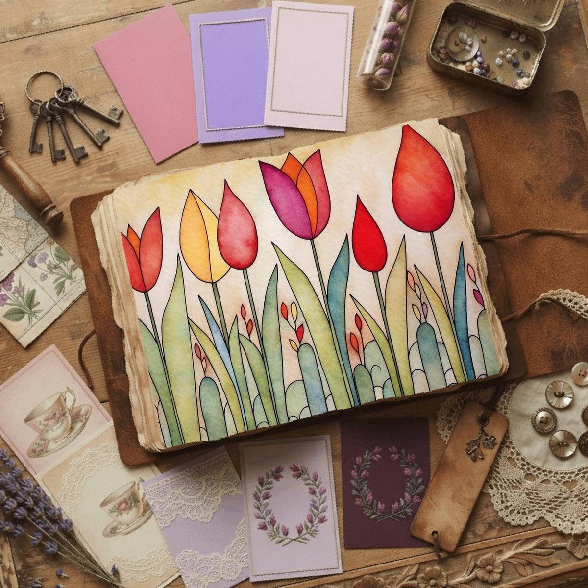 Red Tulips Digital Papers