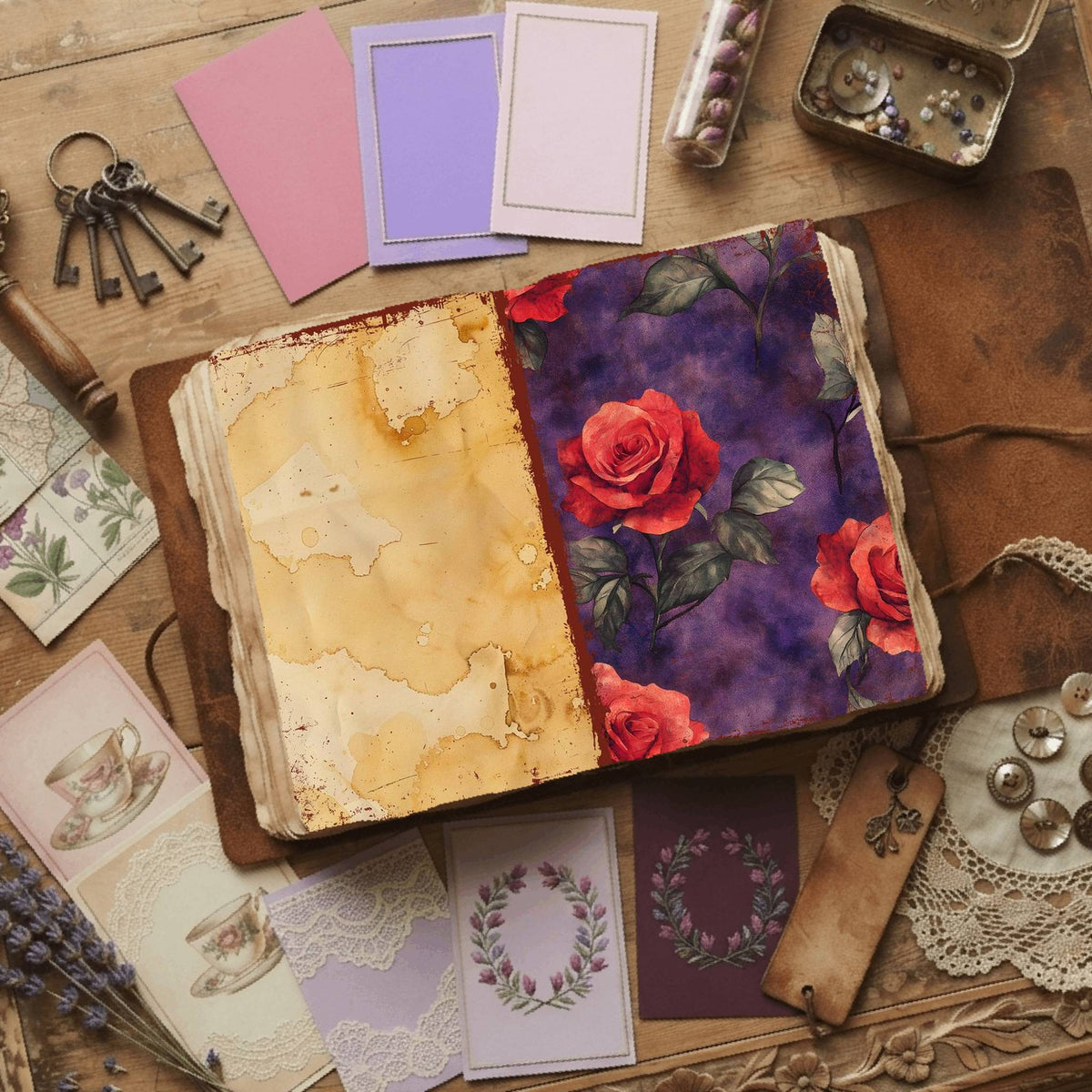 Rose printable junk journal paper, page preview 10