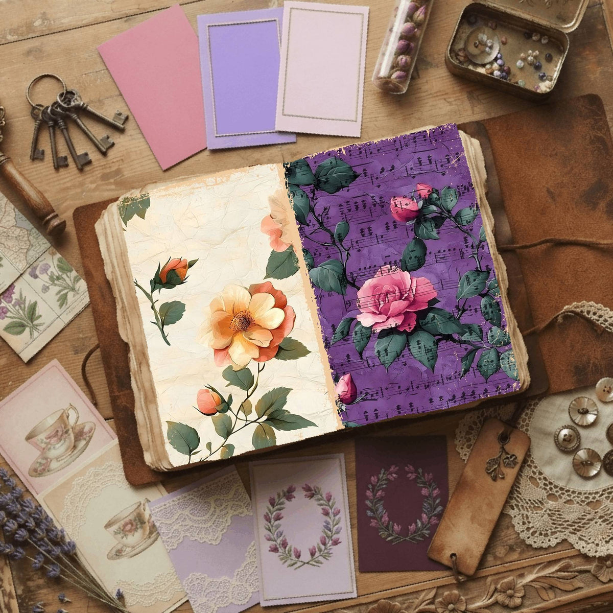 Rose printable junk journal paper, page preview 10