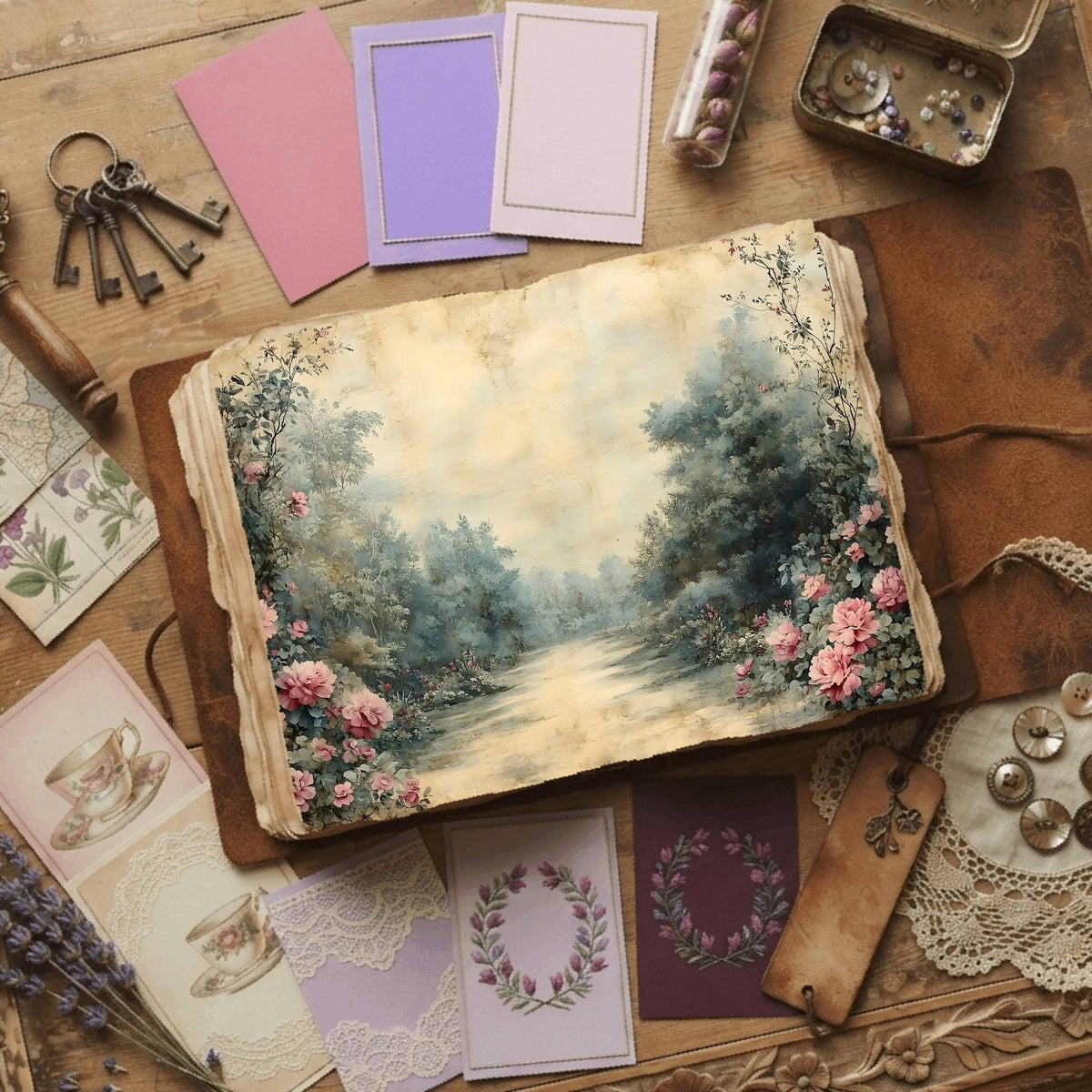 Royal Gardens printable junk journal paper, page preview 10
