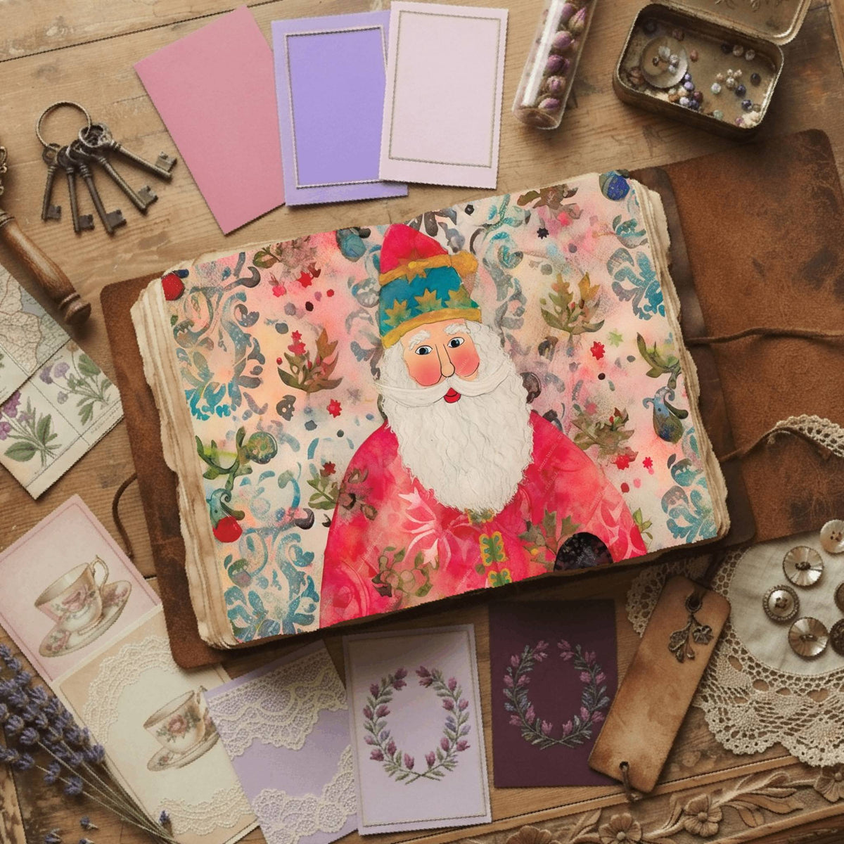 Santa Claus Watercolor Digital Papers