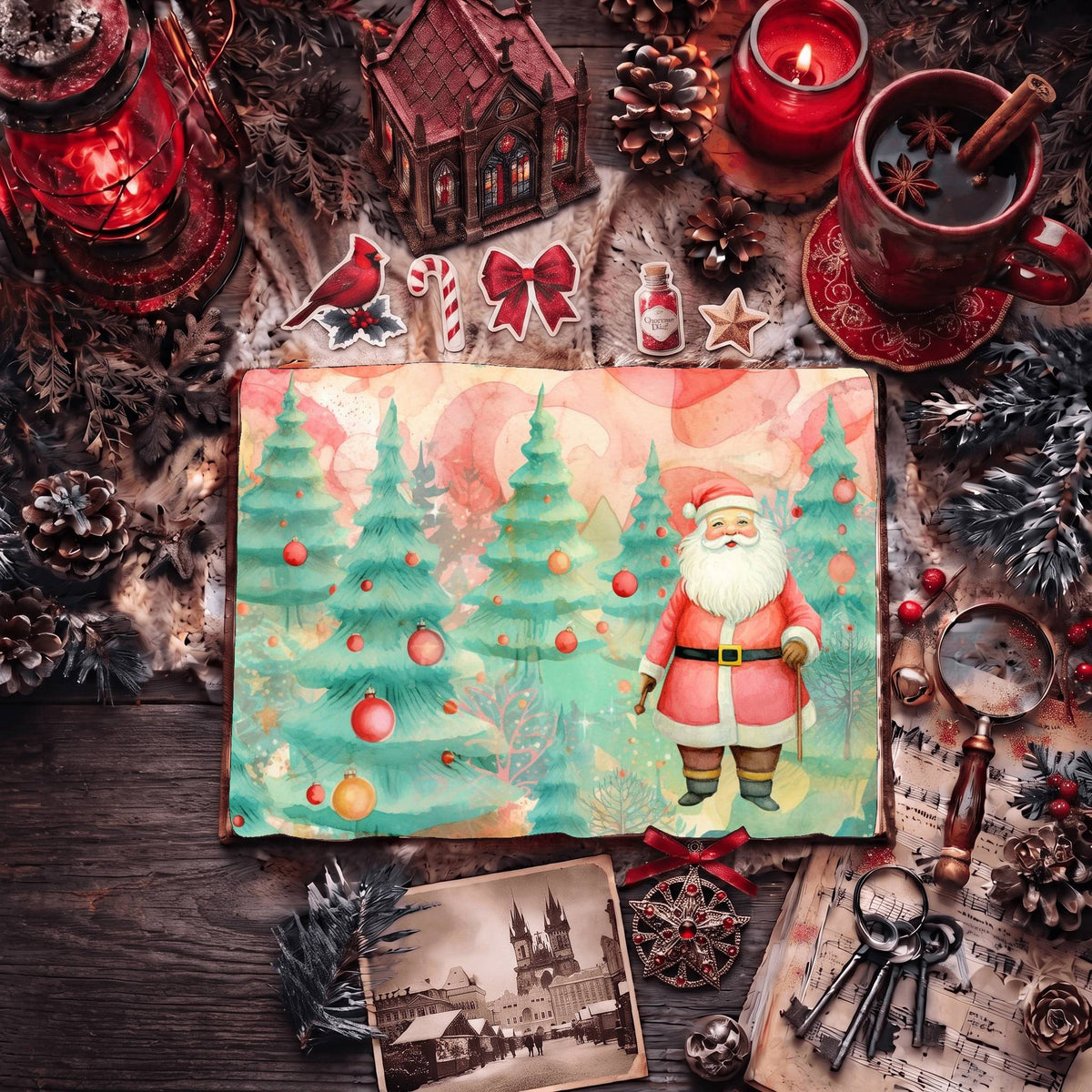 Santa Pastel Christmas printable junk journal paper, page preview 10