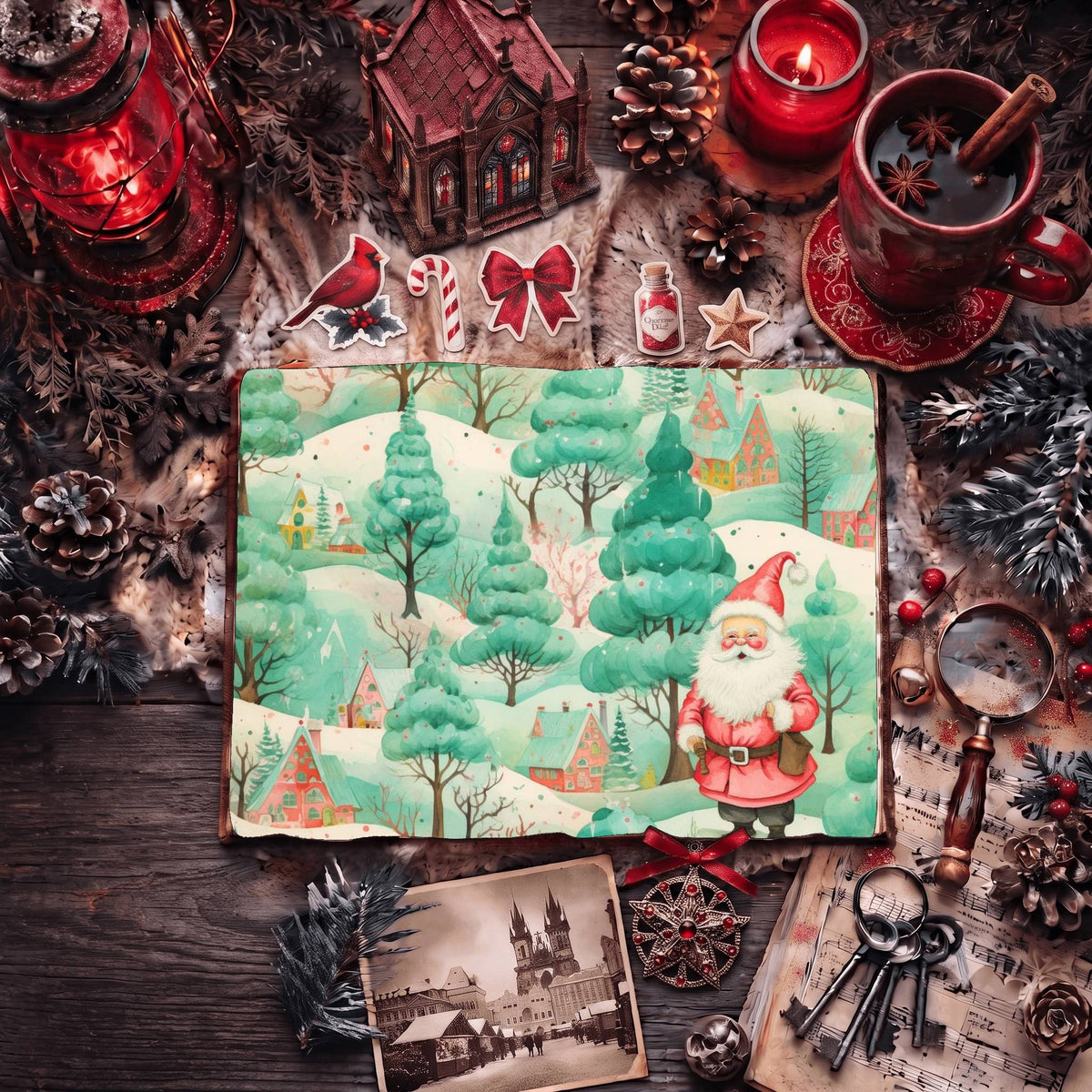 Santa Pastel Christmas printable junk journal paper, page preview 10