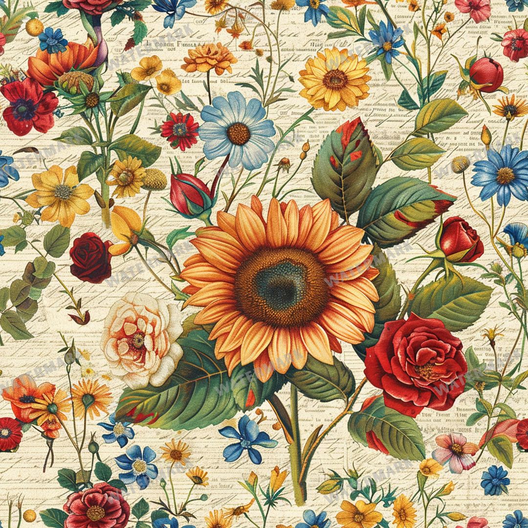 Sunflowers Seamless Pattern
