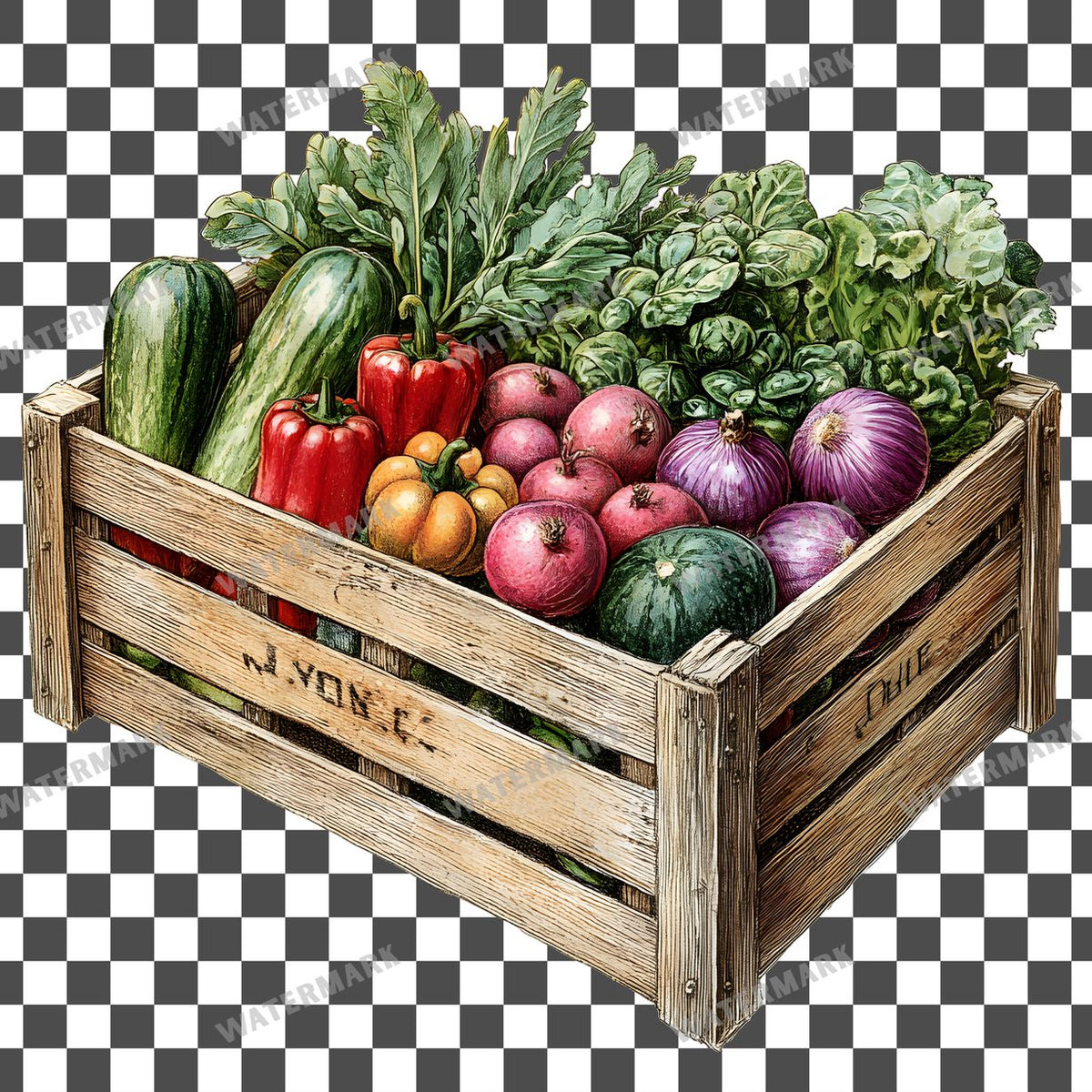 Vegetables Vintage Style Clipart Pngs