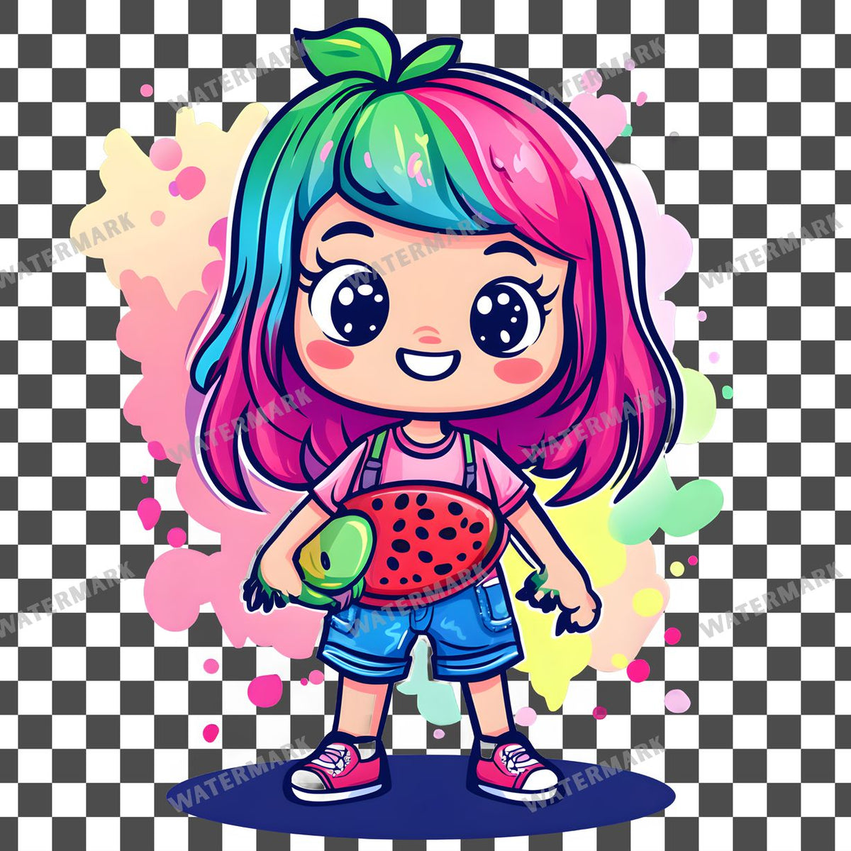 Watermelon Kawaii Style Clipart Pngs