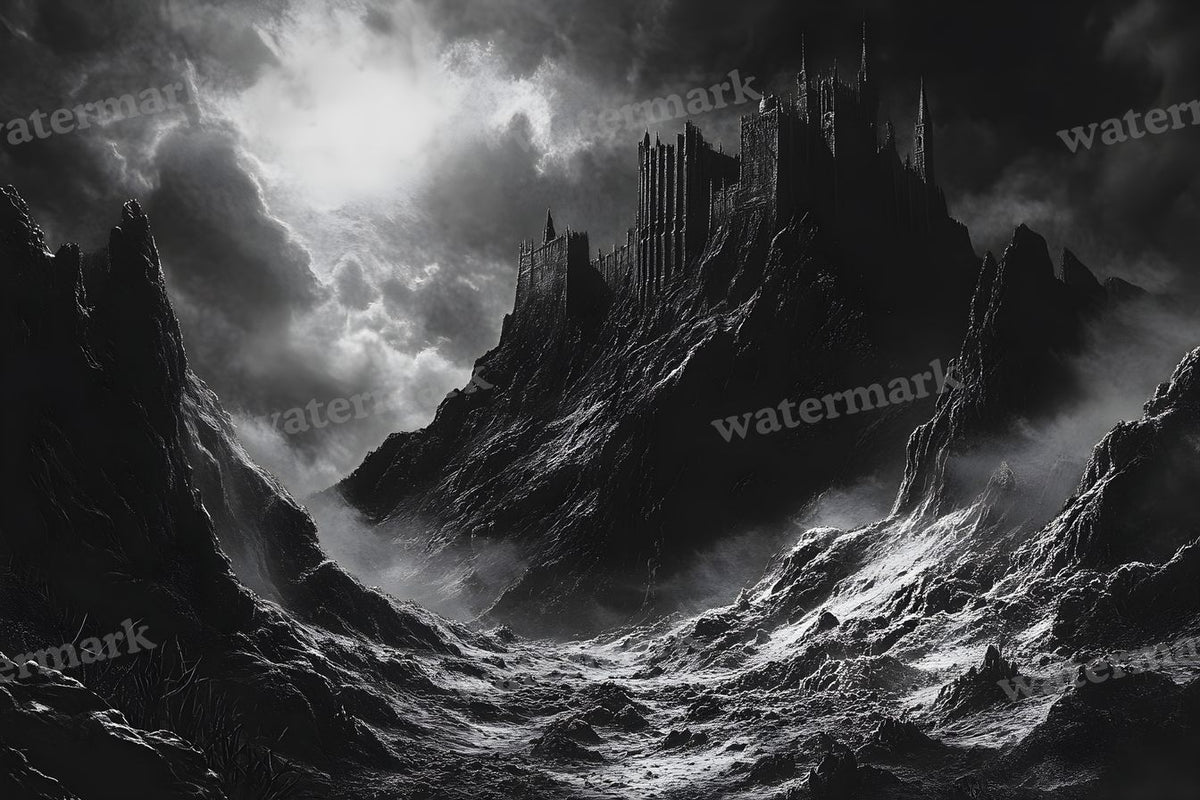 Witch’Castle On Jagged Mountain Dark Sky Backdrop Images