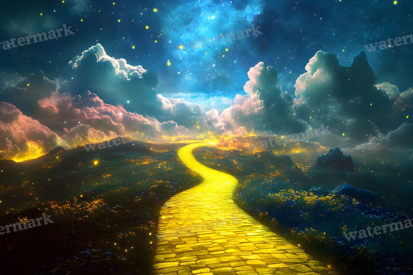 Wizard Of Oz Dreamscape With Floating Yellow Brick Road Backdrop Images