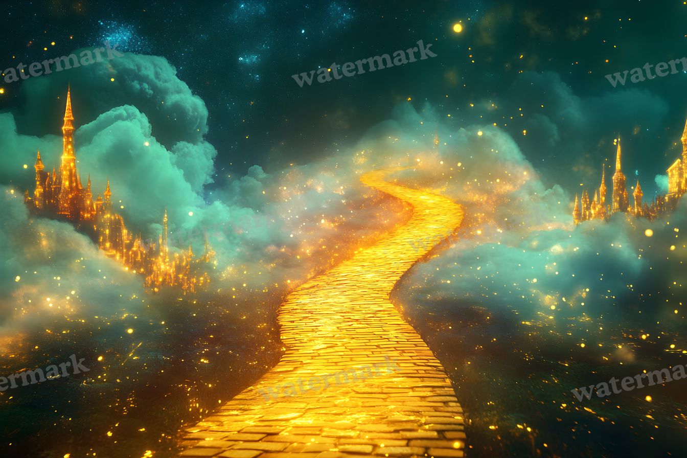Wizard Of Oz Dreamscape With Floating Yellow Brick Road Backdrop Images