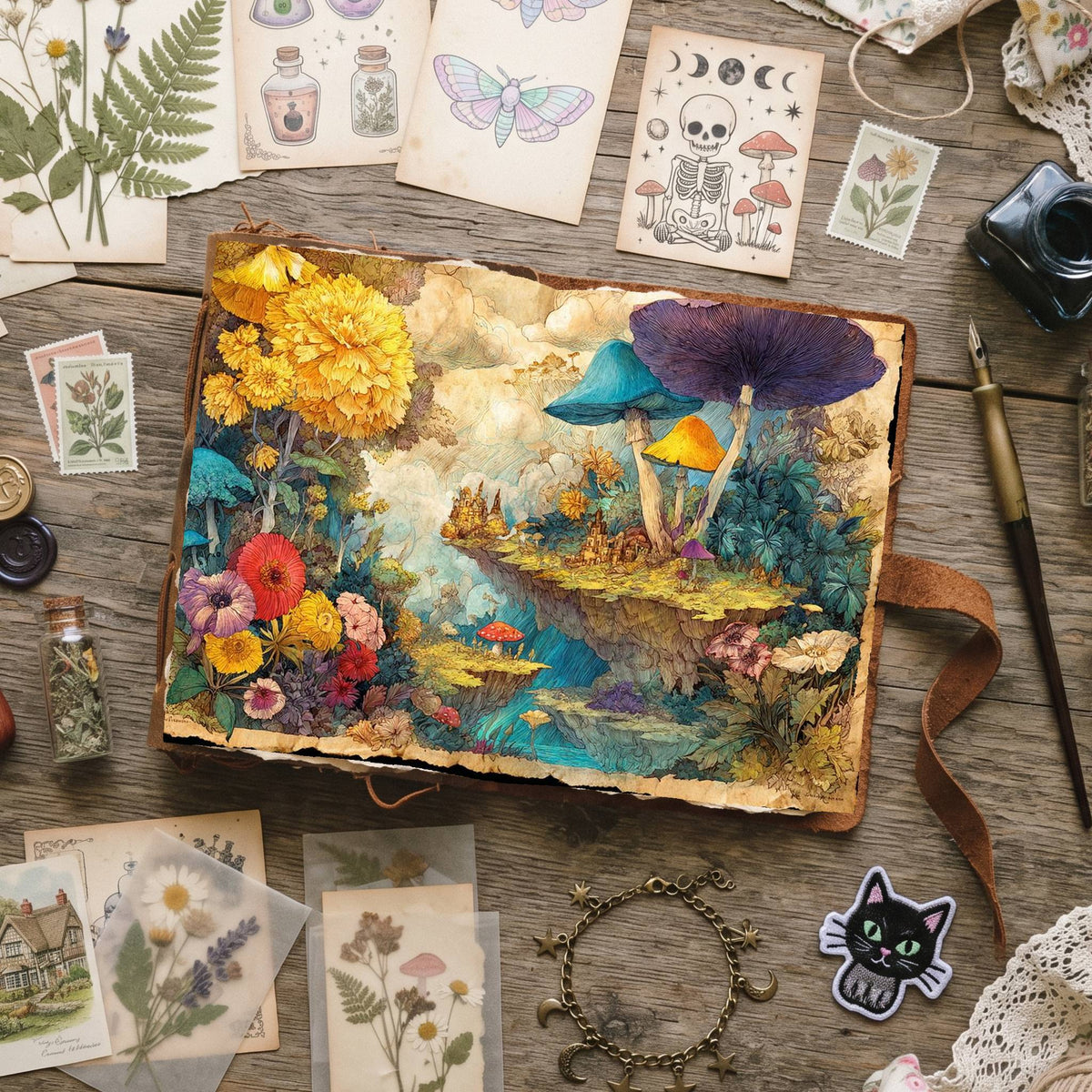 Wonderland Mushrooms Whimsical Digital Papers