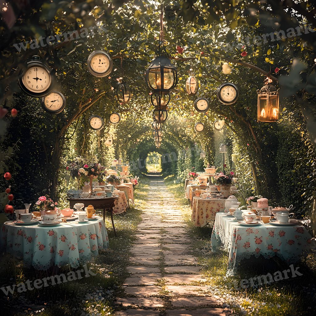Wonderland Tea Party Backdrop Images