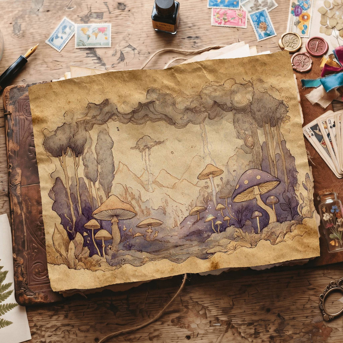 Wonderland Whimsical Landscape Digital Papers