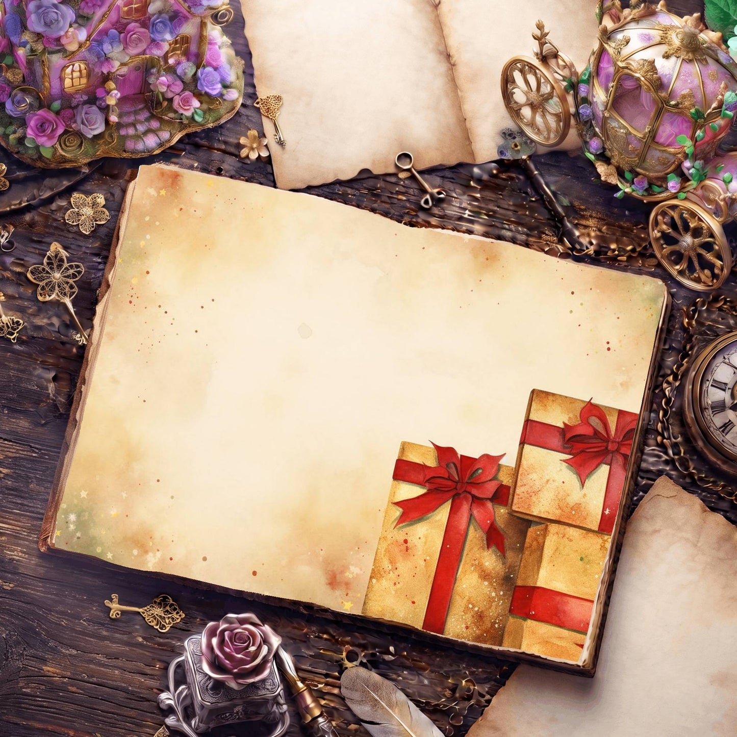 Wrapped Christmas Gifts Digital Papers