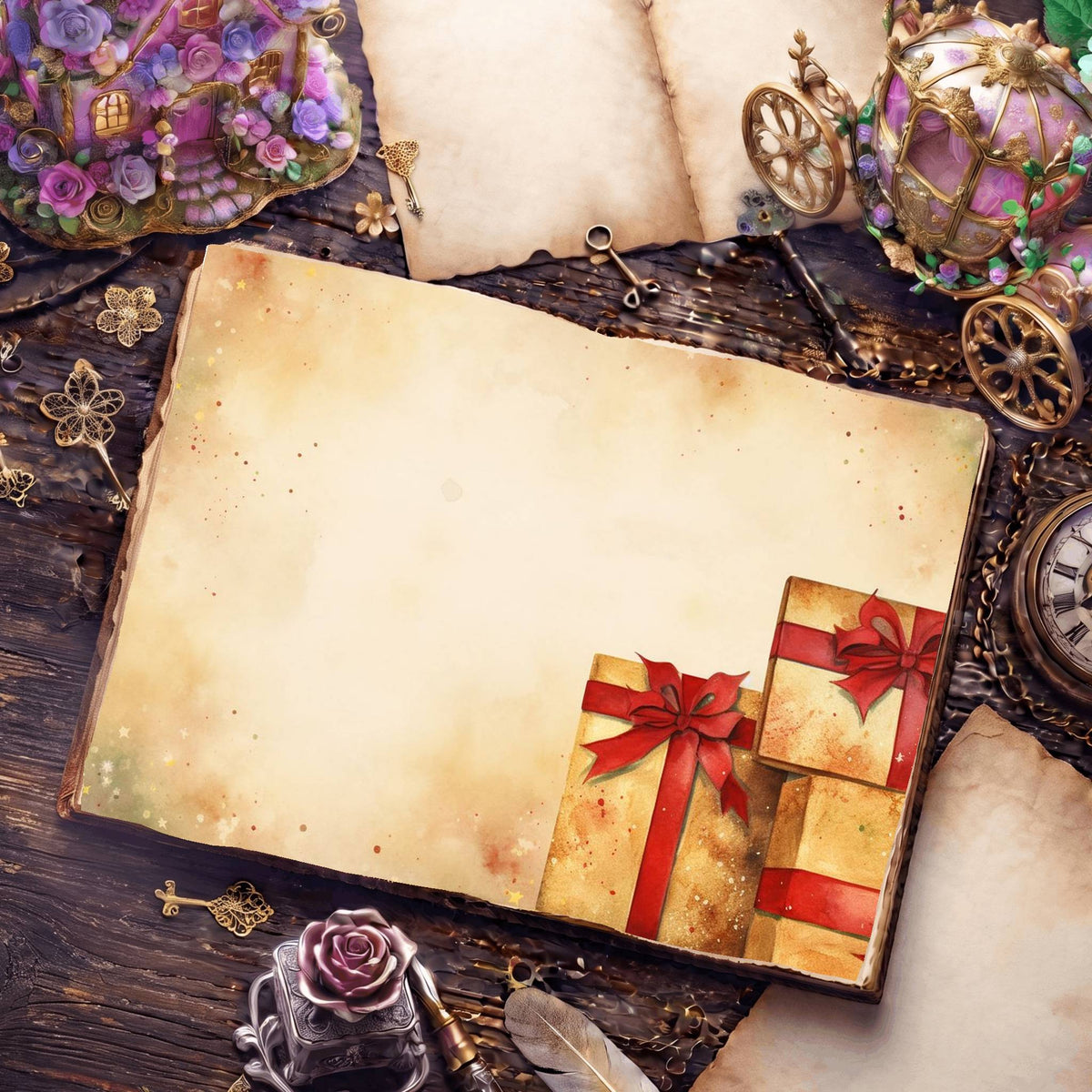 Wrapped Christmas Gifts Digital Papers