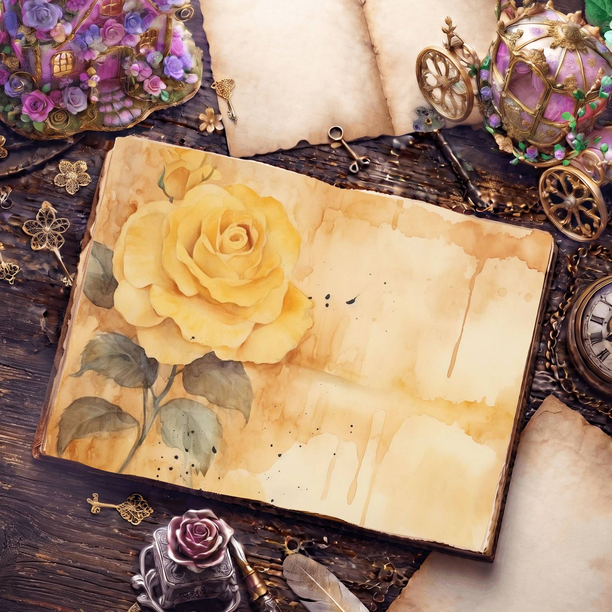 Yellow Roses Digital Papers