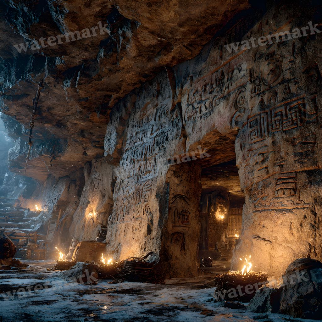 Ancient Burger Deity Cave Art Backdrop Images