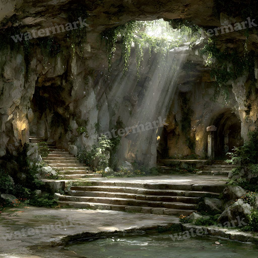 Ancient Stone Platform Cave Backdrop Images