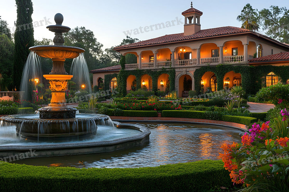 Baroque Fountain Garden digital photo backdrop for photo editing, preview 10