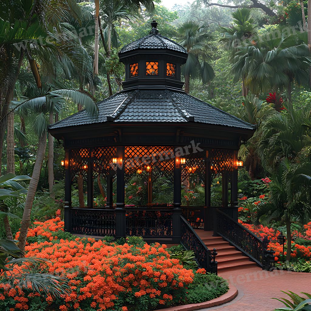 Baroque Garden digital photo backdrop for photo editing, preview 10