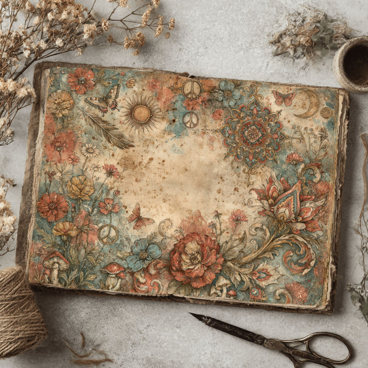Bohemian Wildflower Journal Paper printable junk journal paper, page preview 11