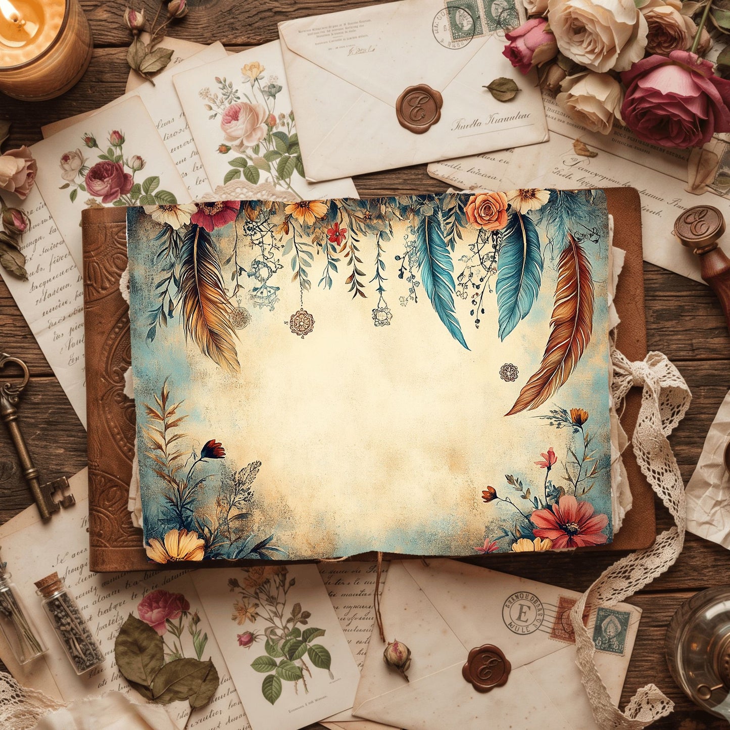 Dreamy Aged Vintage Printable Paper