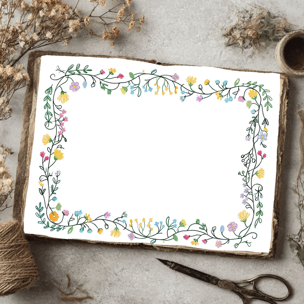Folk Art Watercolor Floral Pattern