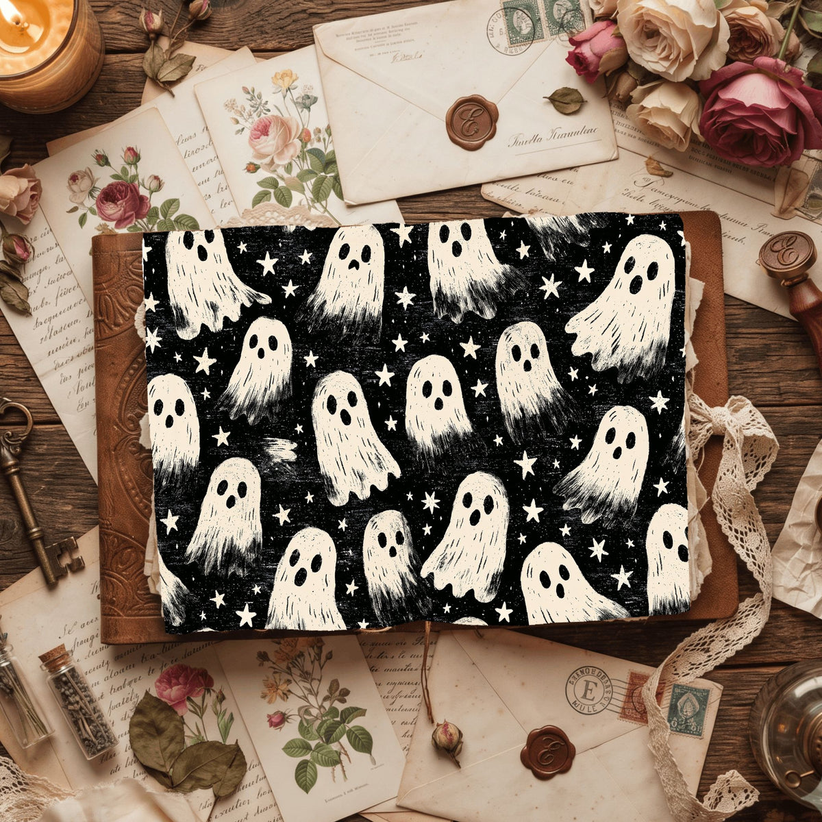 Halloween Ghost Seamless Pattern