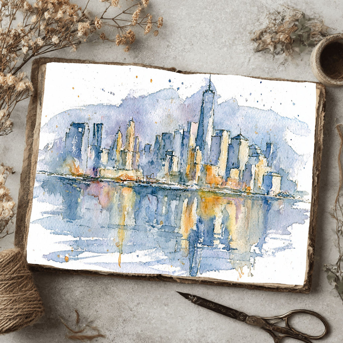 Minimalist Japanese New York Watercolor