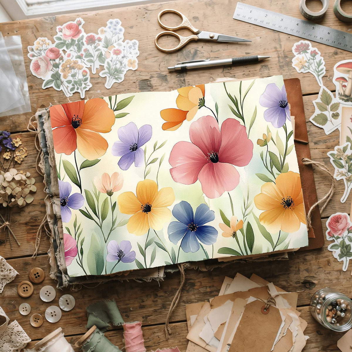 Pastel Botanical Floral Bloom Paper