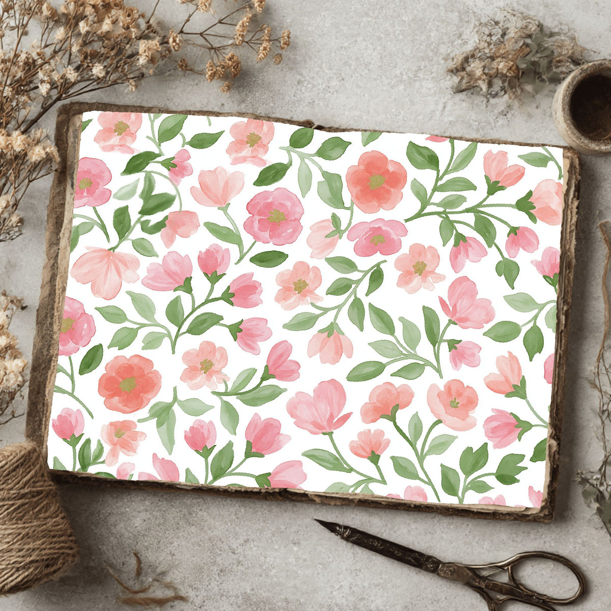 Pastel Pink & Green Watercolor Pattern
