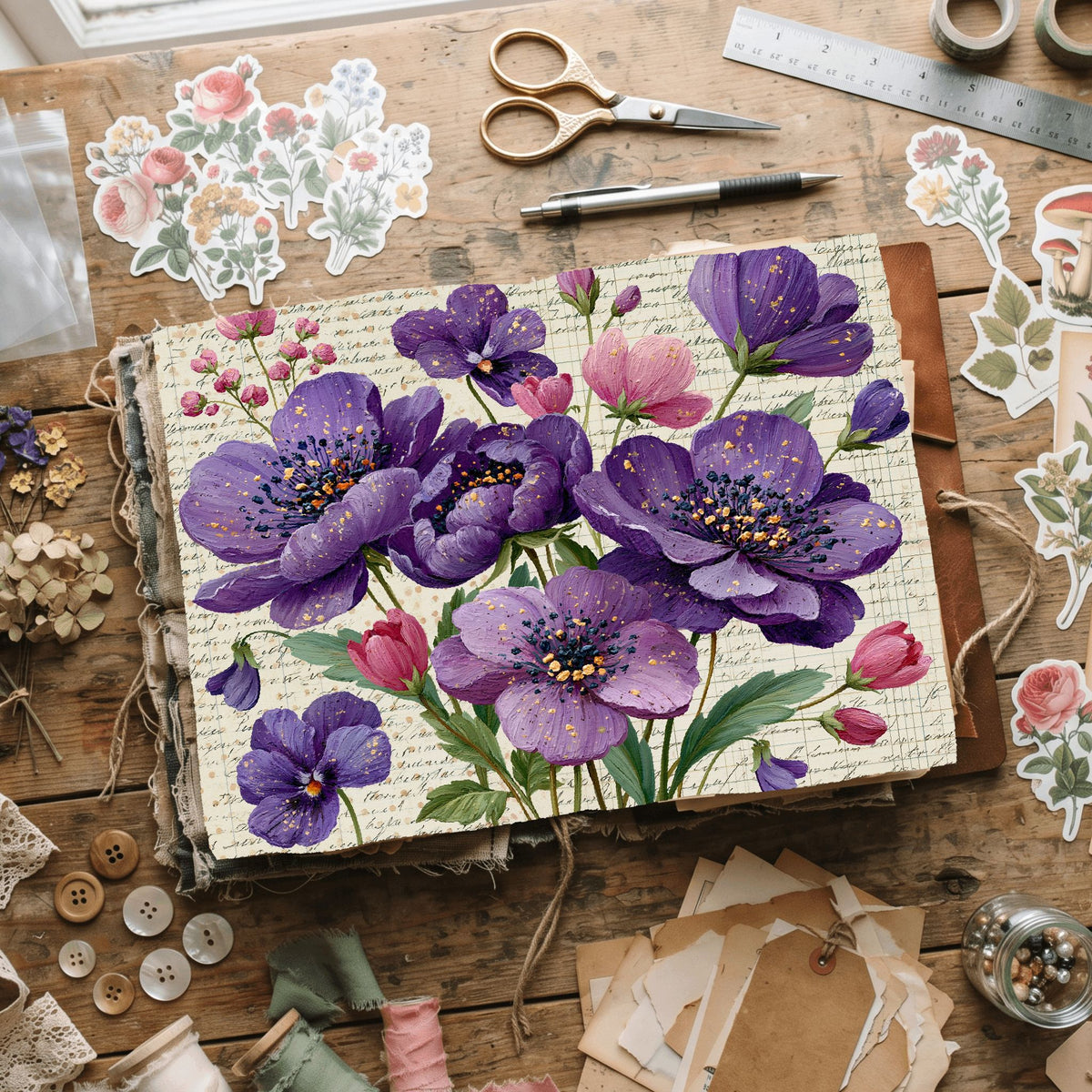 Pastel Purple Shabby Chic Journal Paper