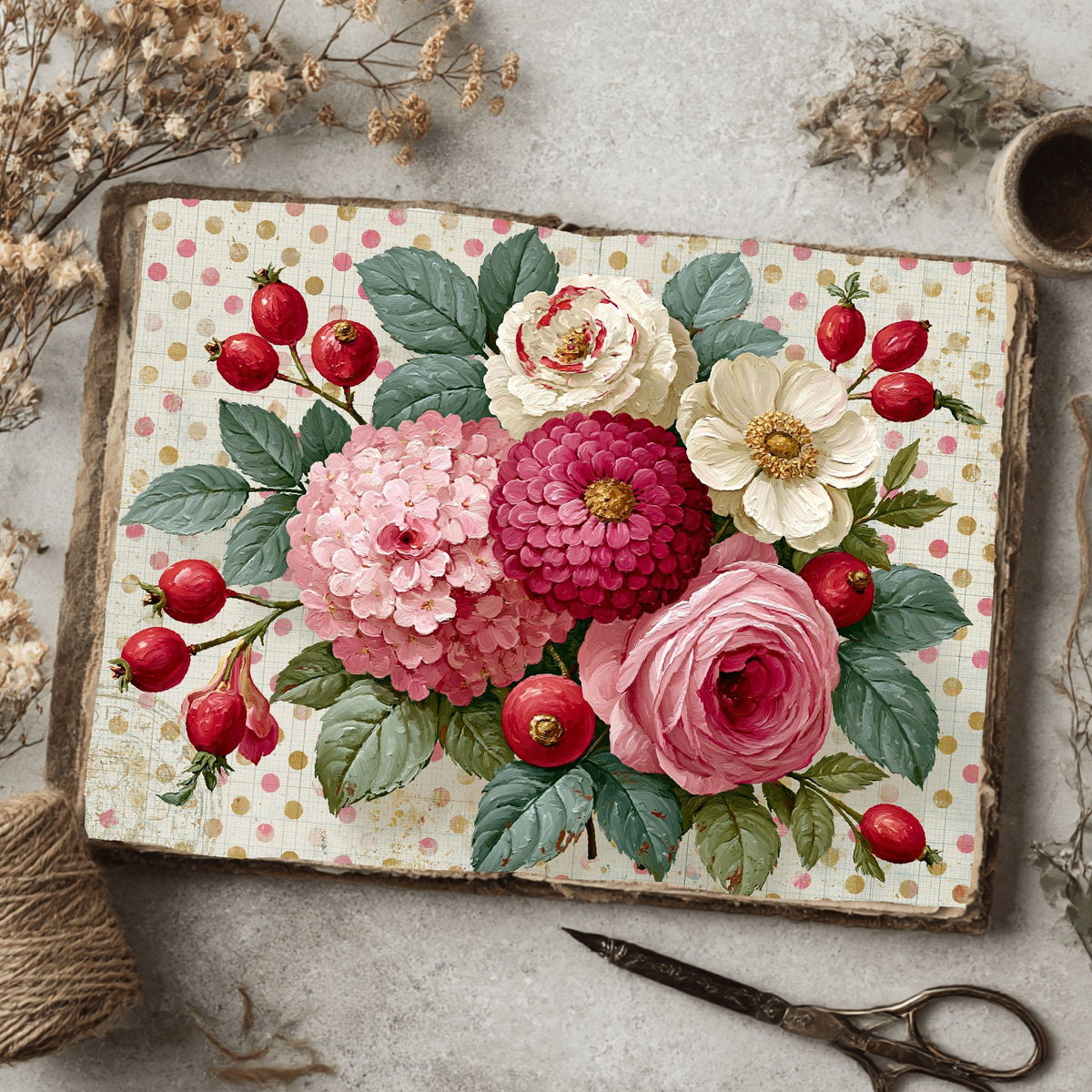 Pink & Gold Shabby Chic Journal Paper