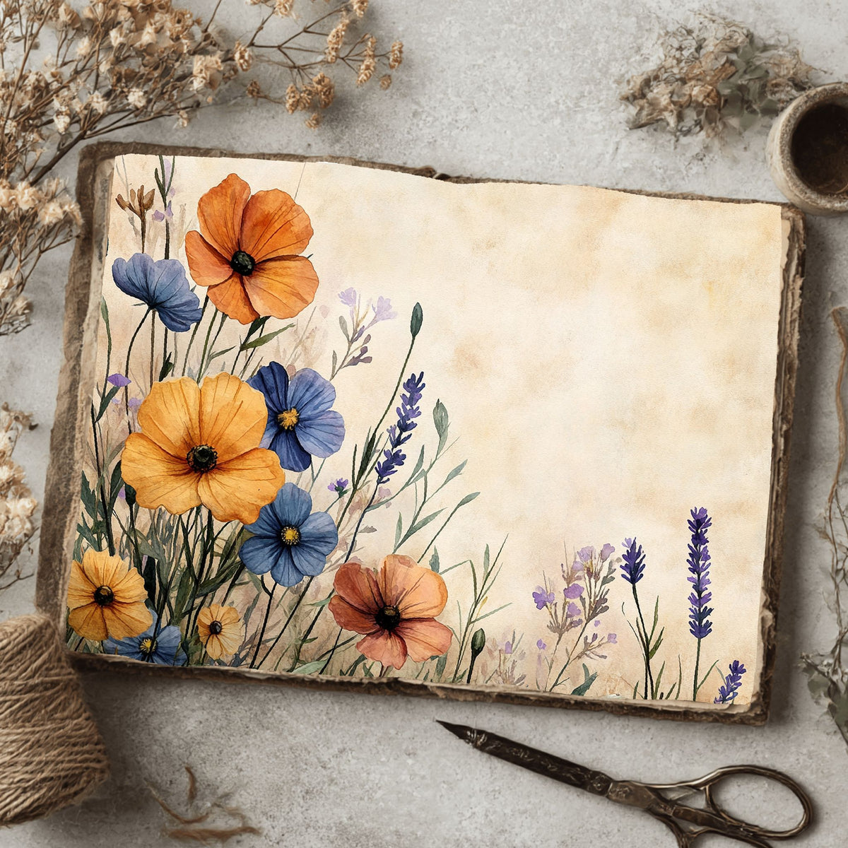 Purple Wildflower Corner Stationery