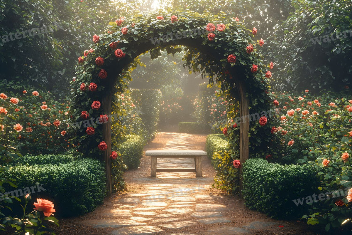 Secret Garden Arbour digital photo backdrop for photo editing, preview 10