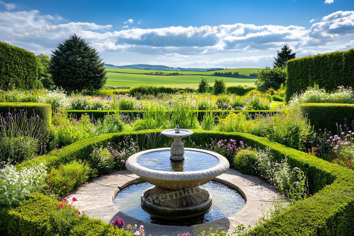 Serene Estate Garden digital photo backdrop for photo editing, preview 10