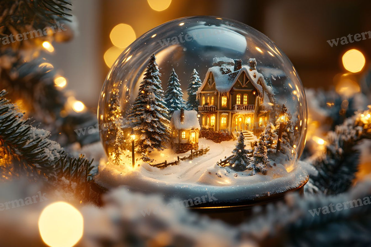 Snowy Snow Globe digital photo backdrop for photo editing, preview 10