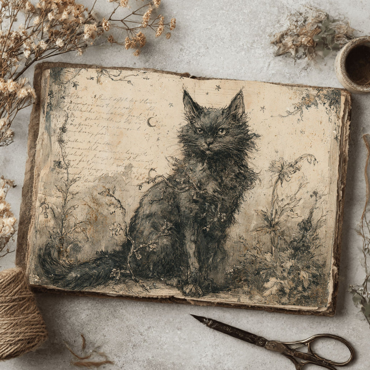 Vintage Black Cat Journal Paper
