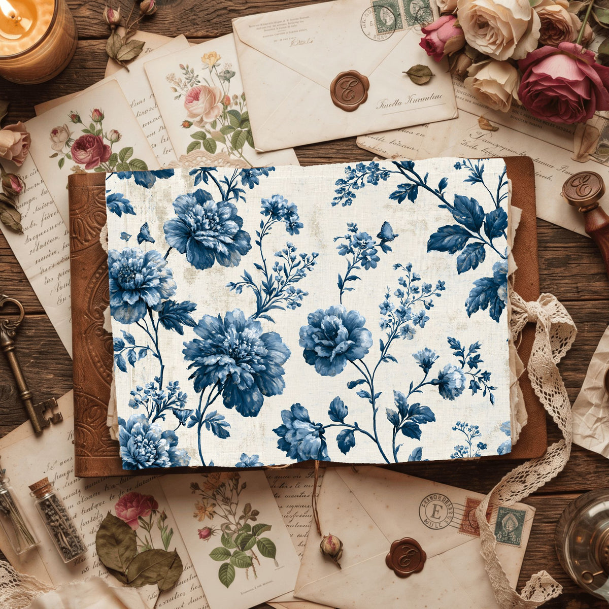 Vintage French Toile Floral Pattern