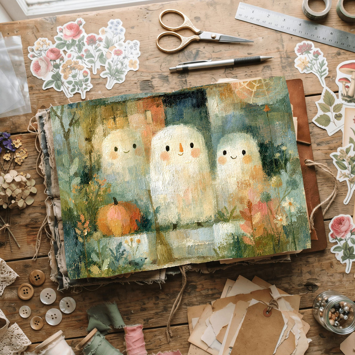 Vintage Halloween Oil Painting