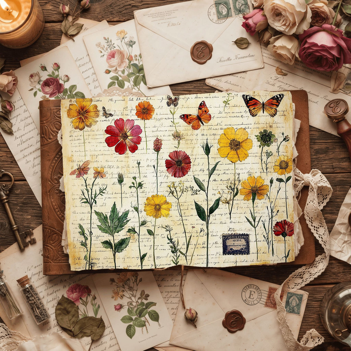 Vintage Wildflower Writing Paper