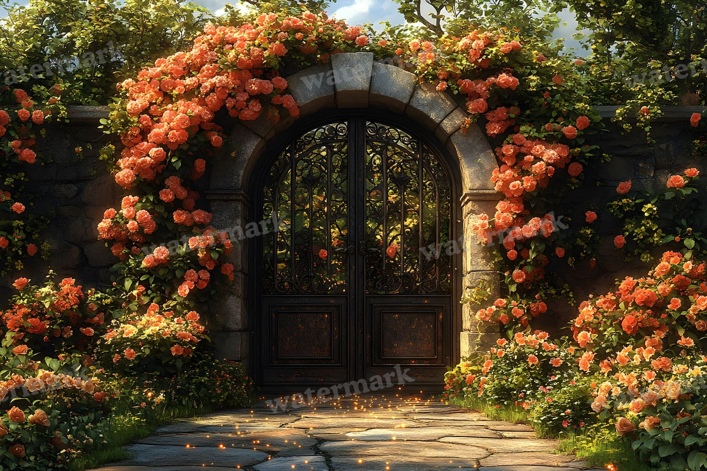 Whimsical Garden Arch Door Backdrop Images