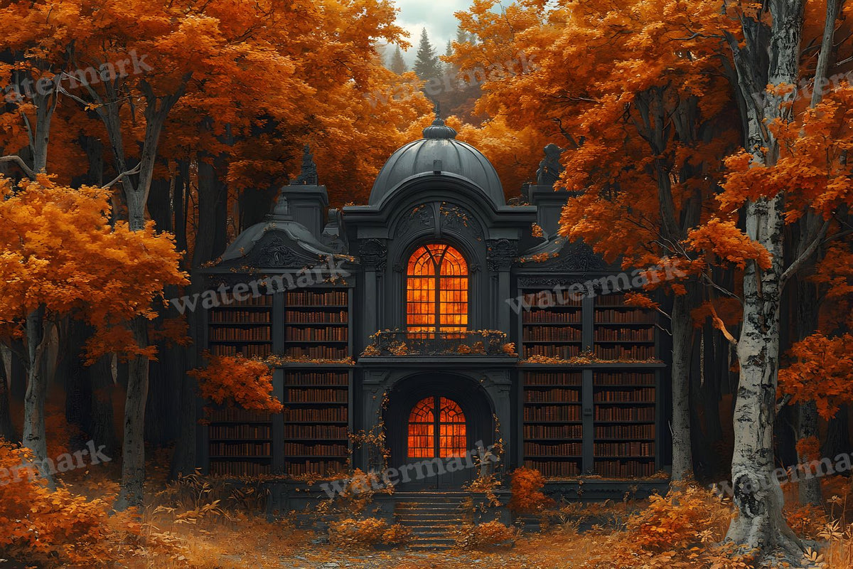 Whisper Library Forest digital photo backdrop for photo editing, preview 10