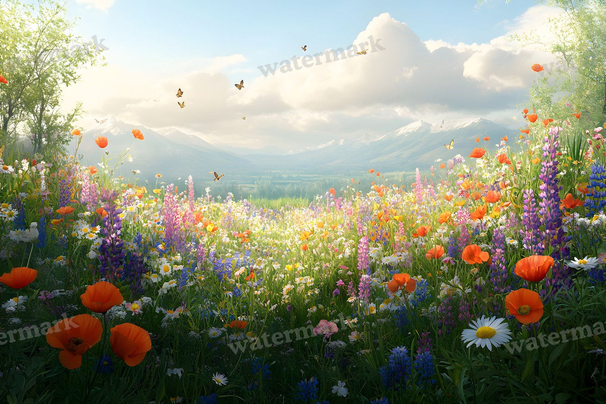 Wildflower Haven Botanical digital photo backdrop for photo editing, preview 10