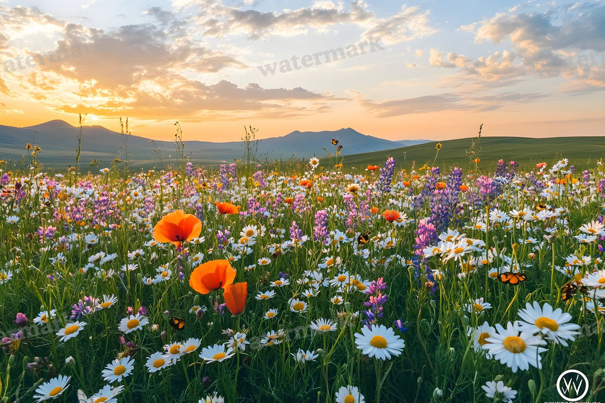 Wildflower Haven Botanical digital photo backdrop for photo editing, preview 10