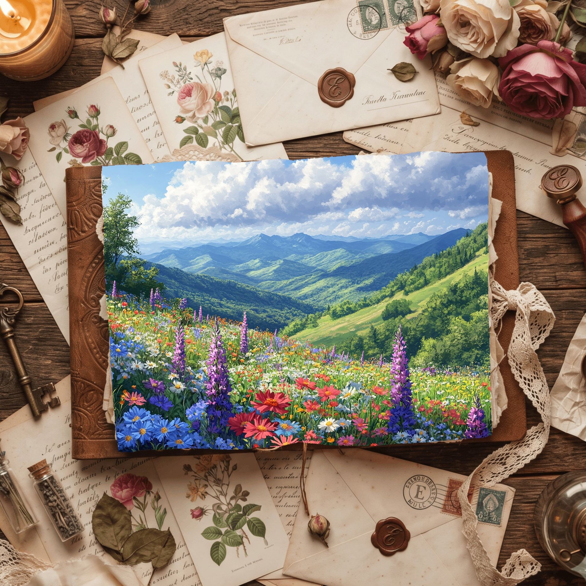 Wildflower Hillside Writing Paper