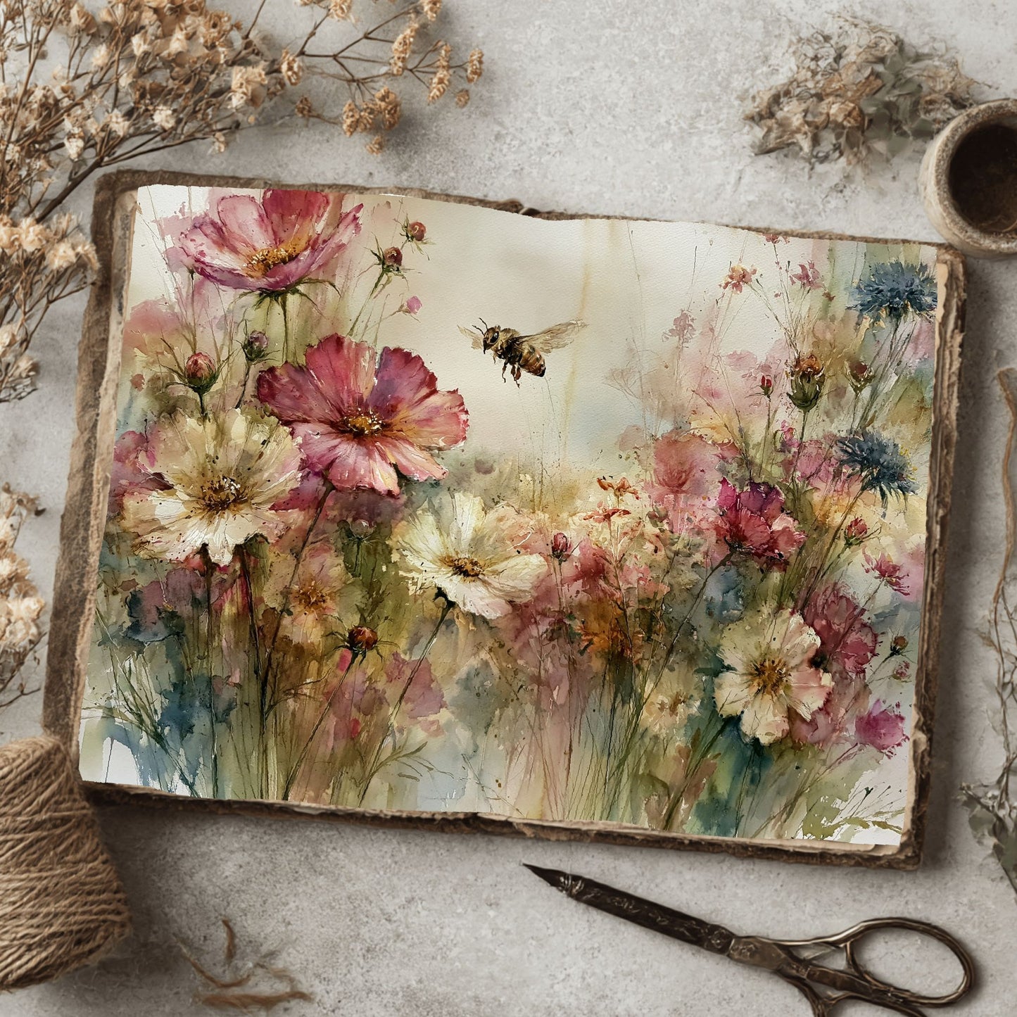 Wildflower Meadow With Honey Bee