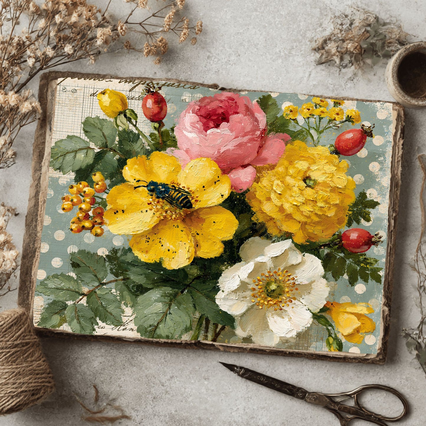 Yellow Shabby Chic Journal Paper